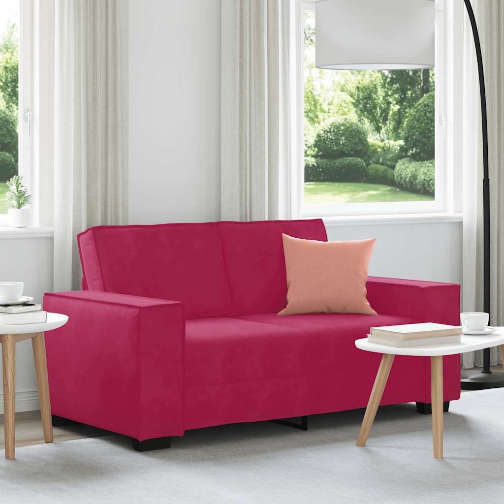 vidaXL 2-personers sofa 160x78x84 cm fløjl vinrød