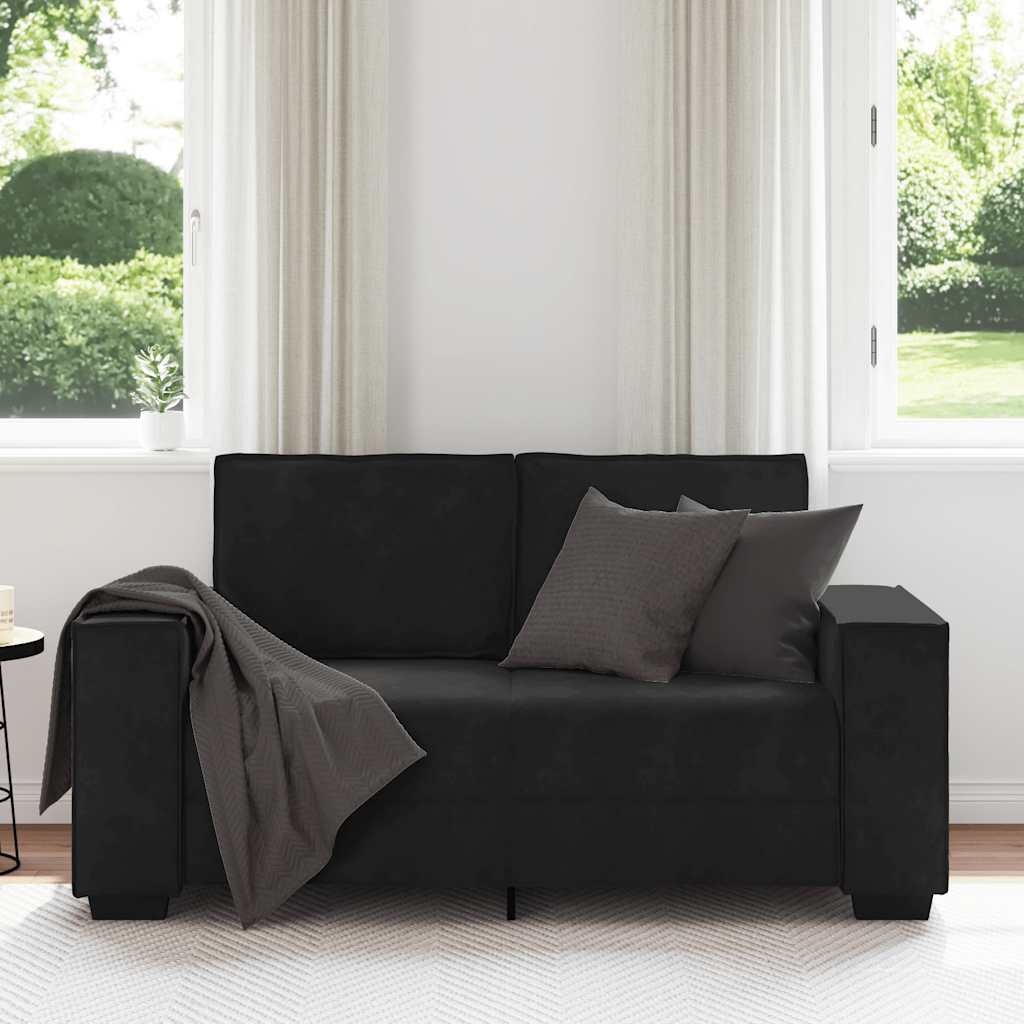 2-personers sofa 120 cm fløjl sort