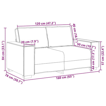 2-personers sofa 160x78x84 cm fløjl sort