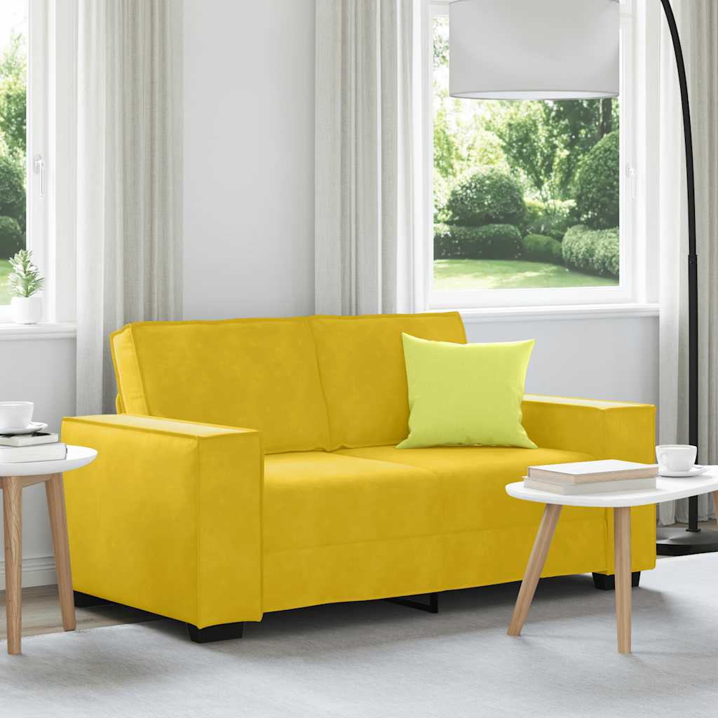 2-personers sofa i fløjl - gul, 160 × 78 × 84 cm