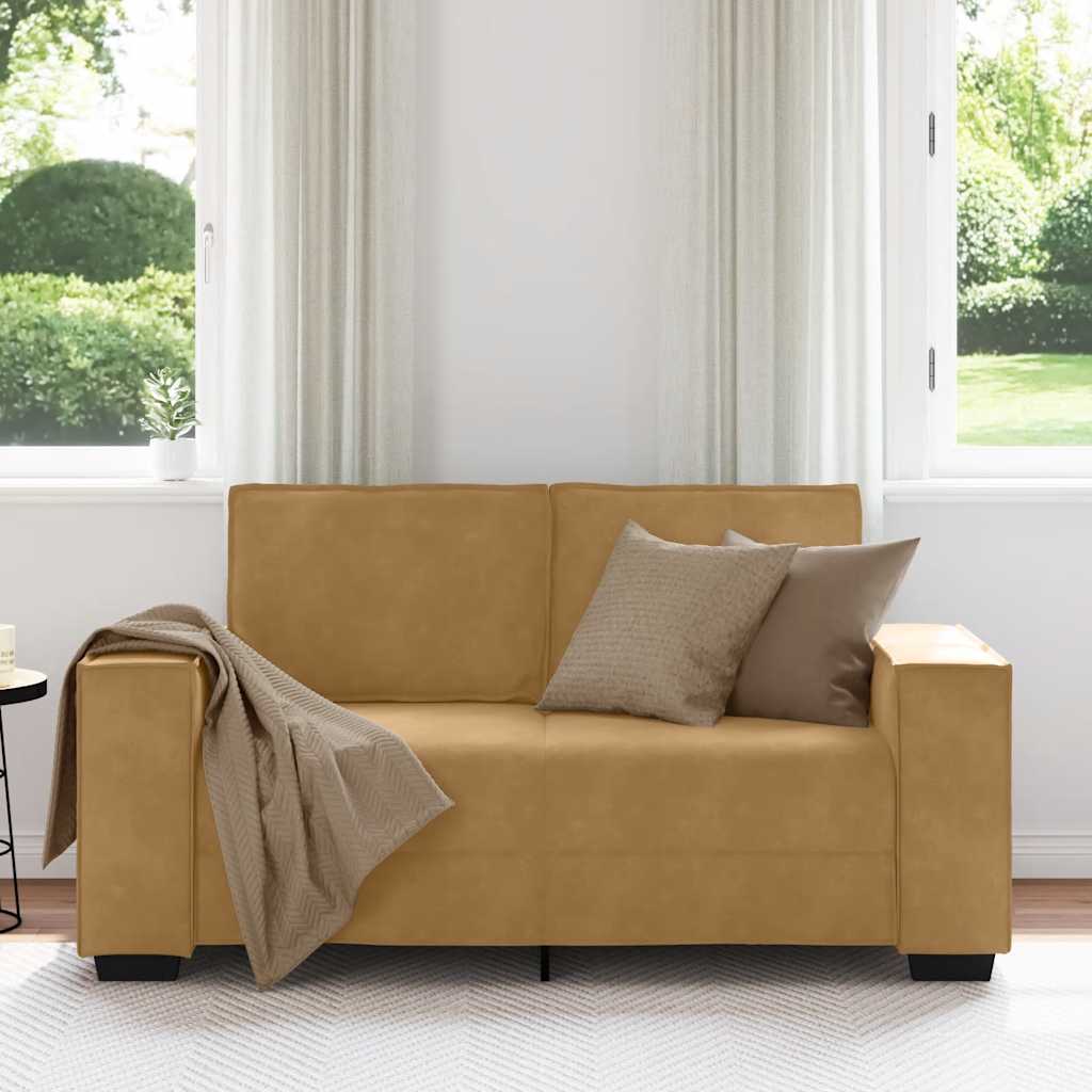 2-personers sofa 120 cm fløjl brun