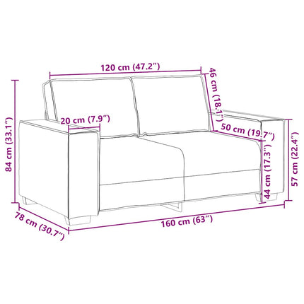 2-personers sofa 160x78x84 cm velour cremefarvet