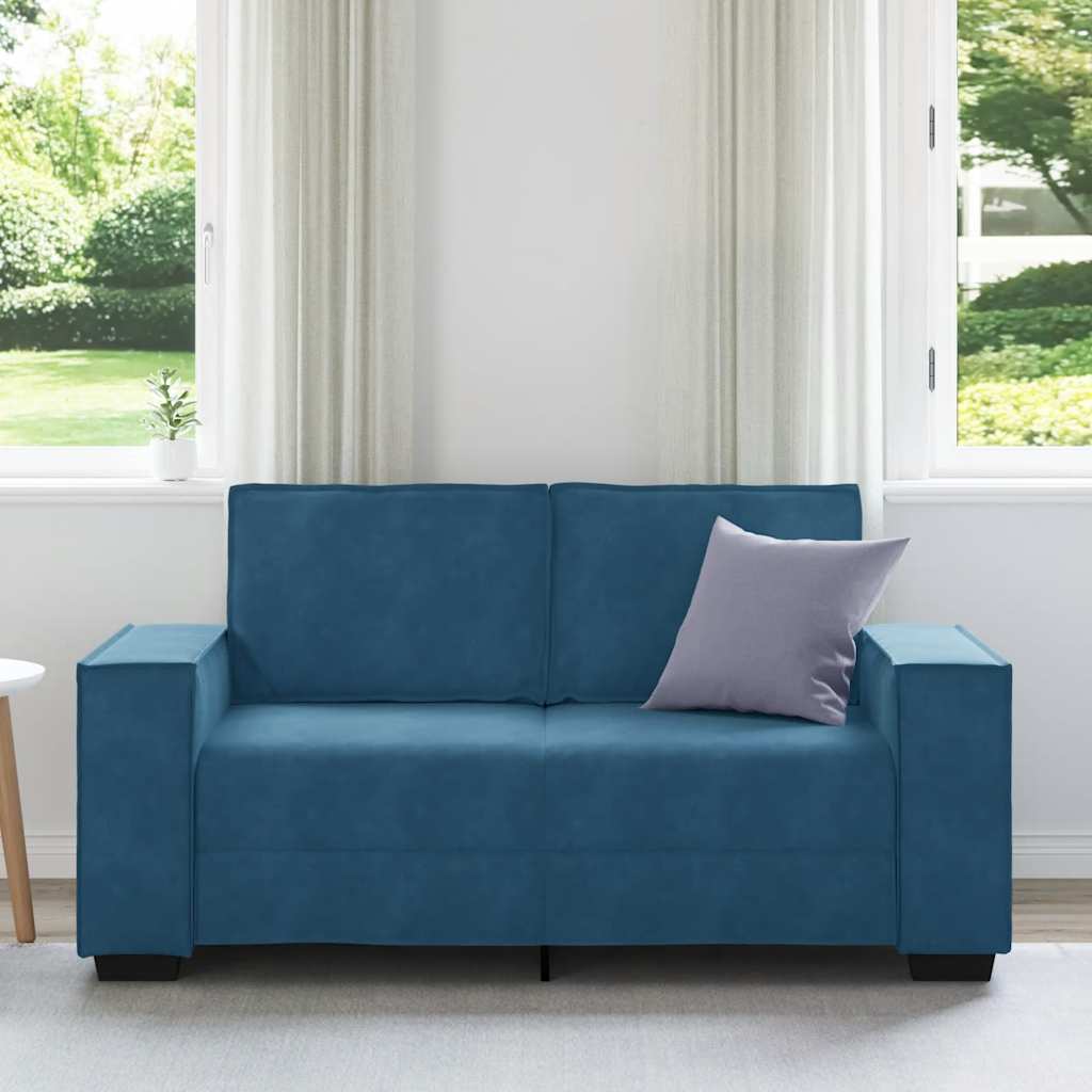 2-personers sofa 120 cm fløjl blå