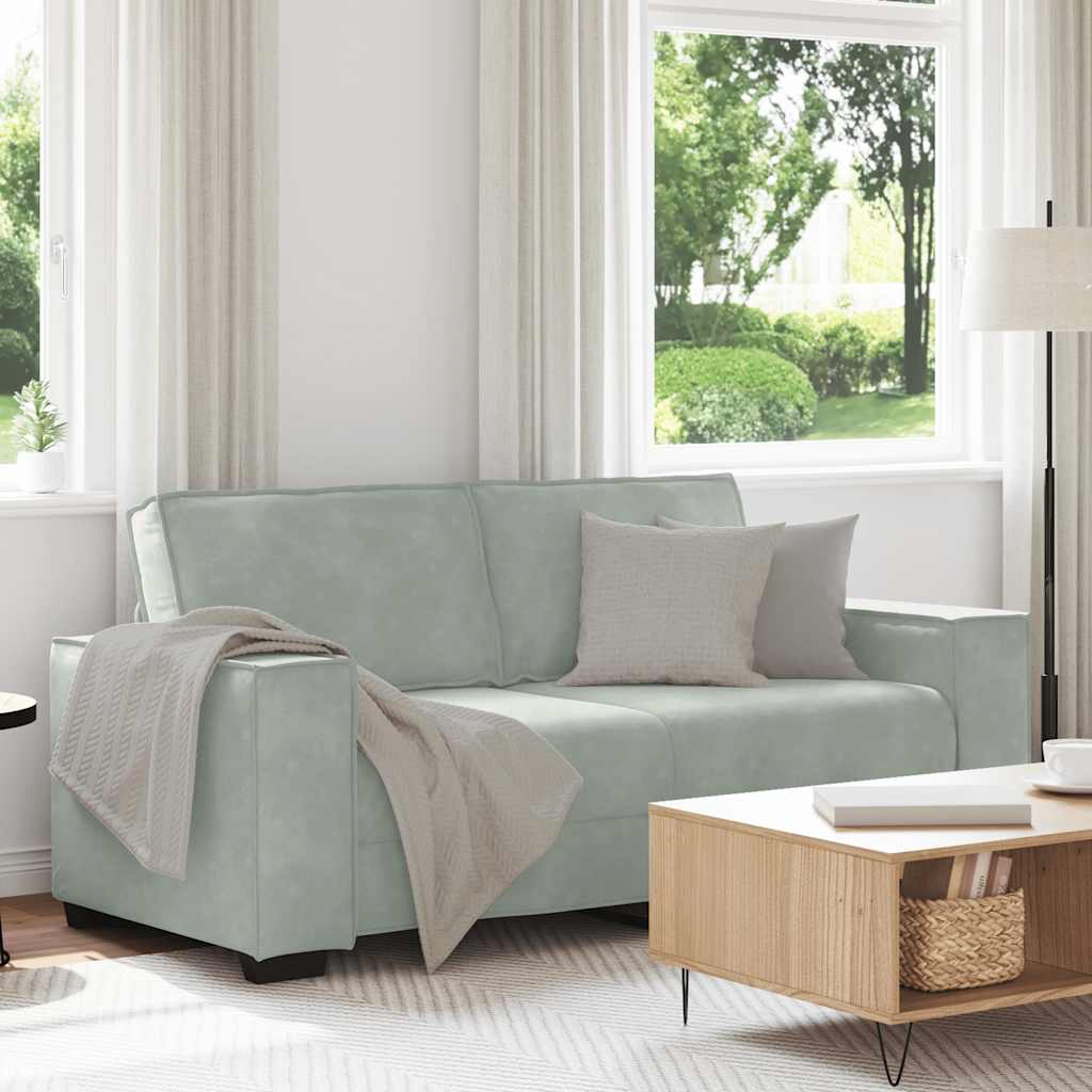 2-personers sofa 180x78x84 cm fløjl lysegrå billede