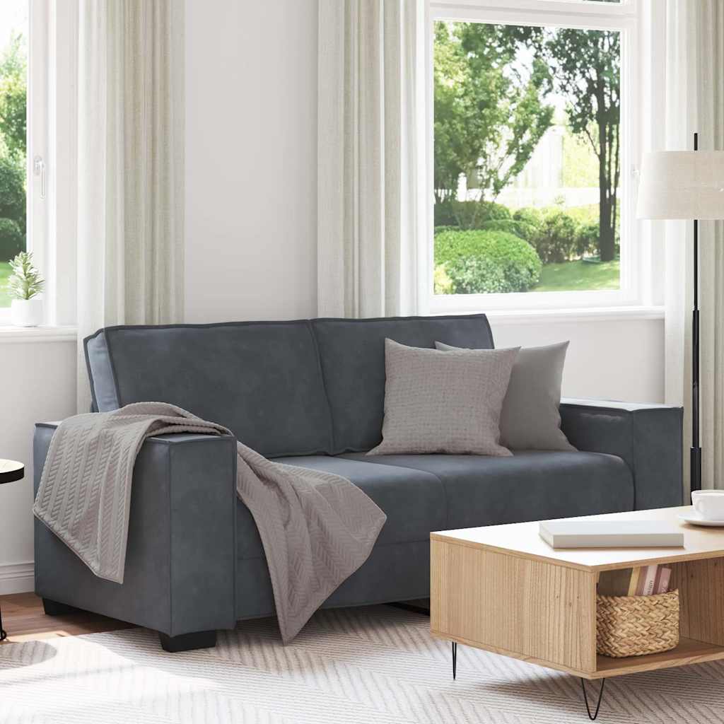 2-personers sofa i fløjl - 180 × 78 × 84 cm, mørkegrå