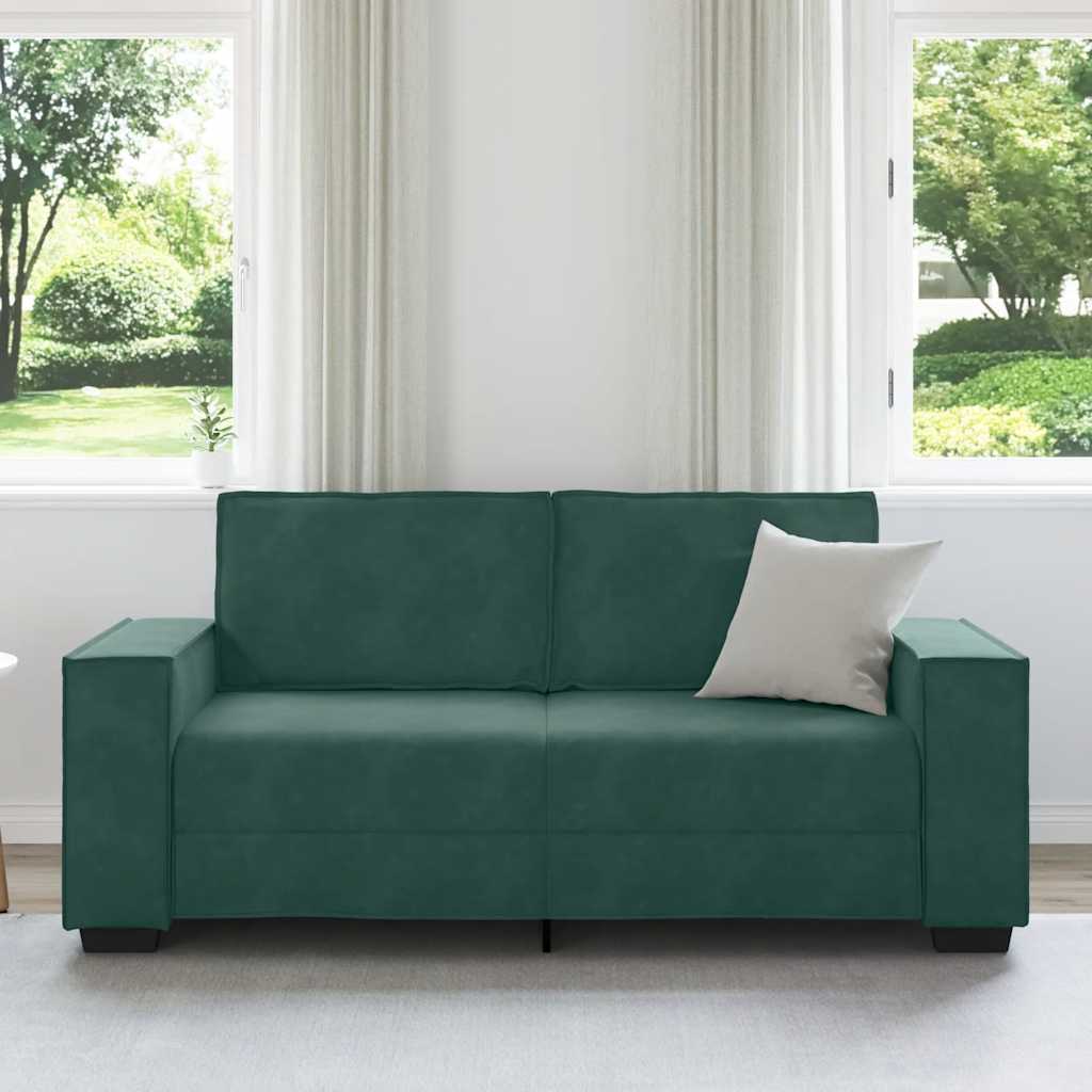 2-personers sofa 140 cm fløjl mørkegrøn
