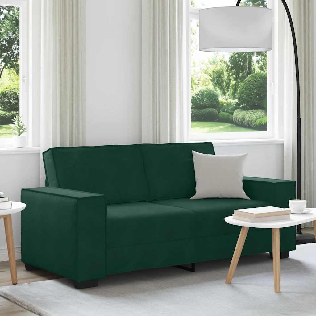 vidaXL 2-personers sofa 180x78x84 cm fløjl mørkegrøn