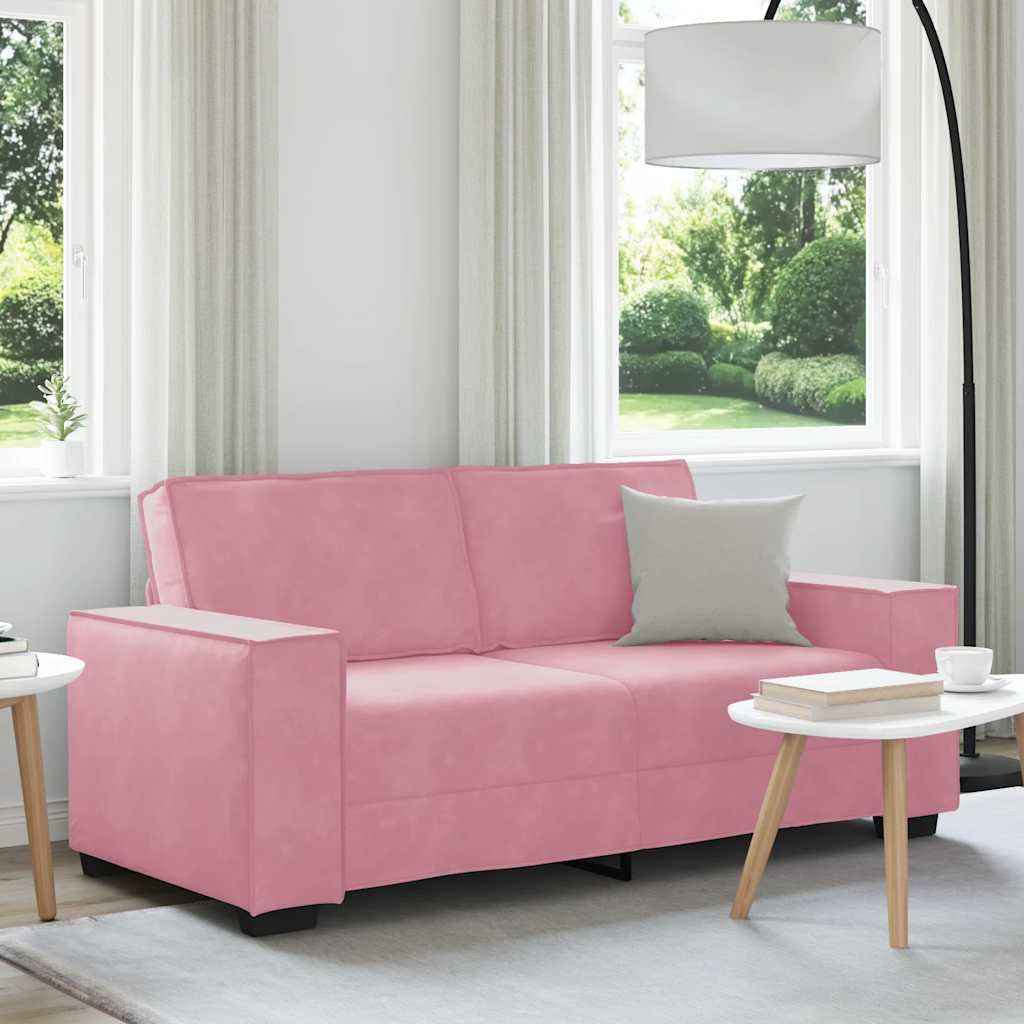 2-personers sofa i fløjl - 180 × 78 × 84 cm, lyserød