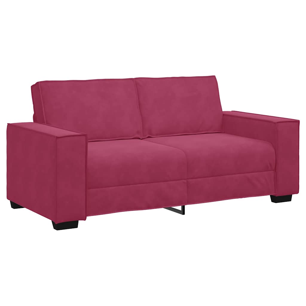 2-personers sofa 140 cm fløjl vinrød