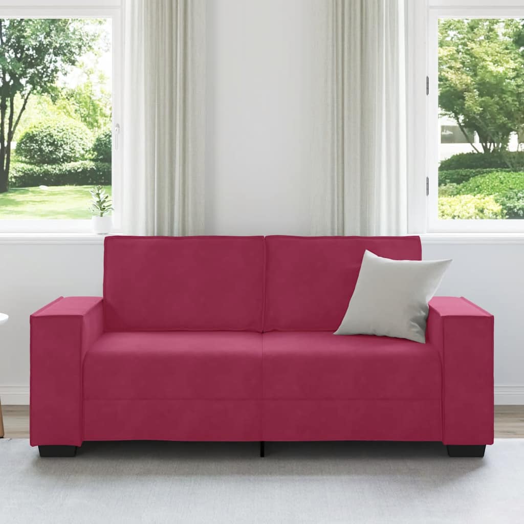 2-personers sofa 140 cm fløjl vinrød