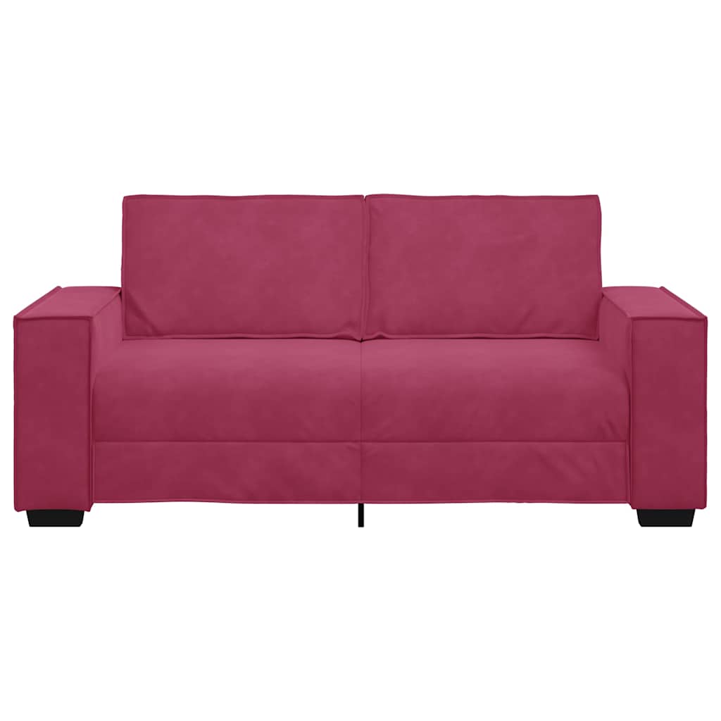 2-personers sofa 140 cm fløjl vinrød