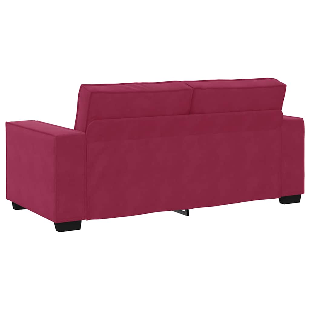 2-personers sofa 140 cm fløjl vinrød