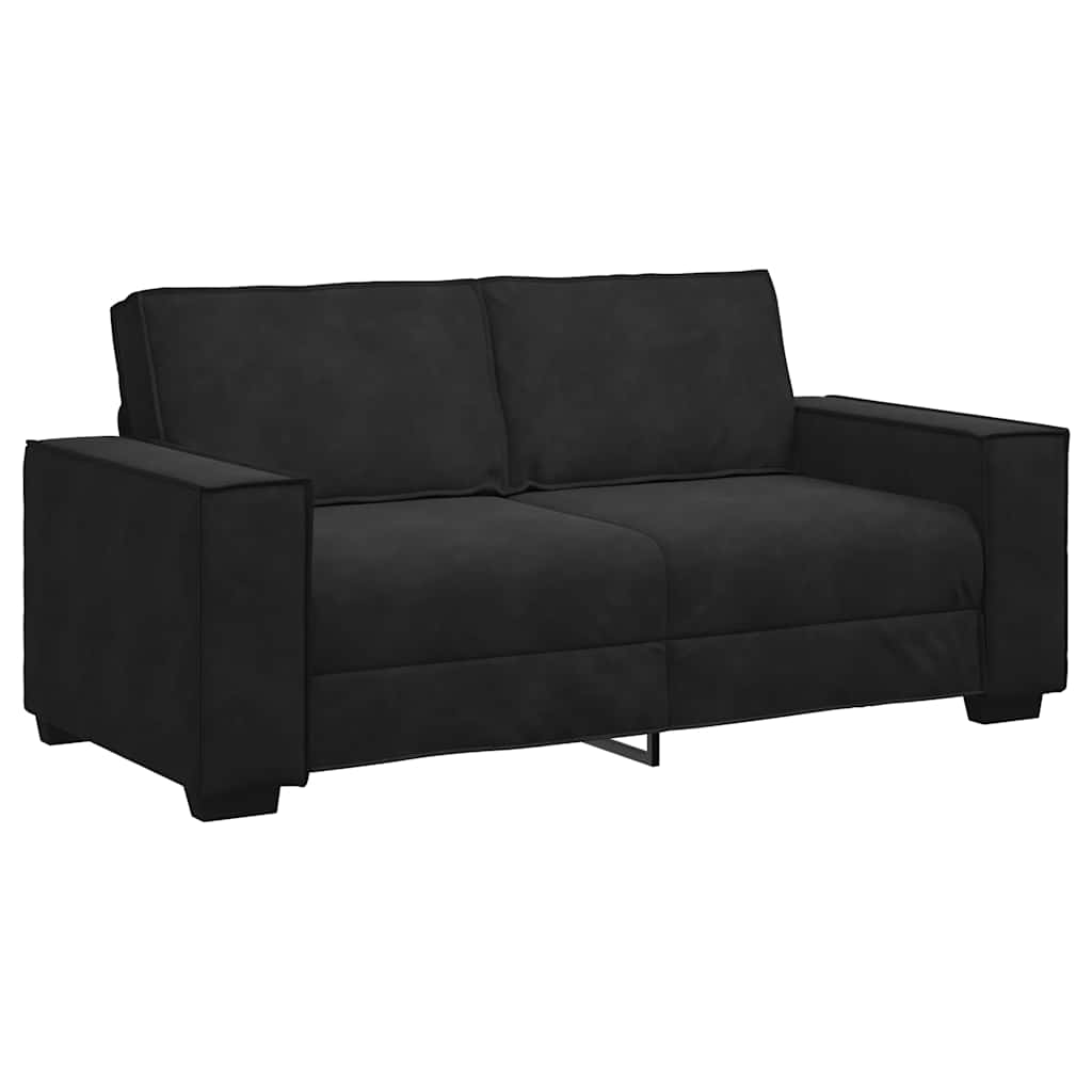 2-personers sofa 140 cm fløjl sort