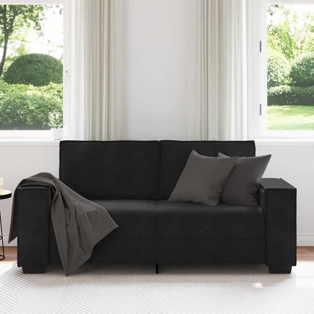 2-personers sofa 140 cm fløjl sort
