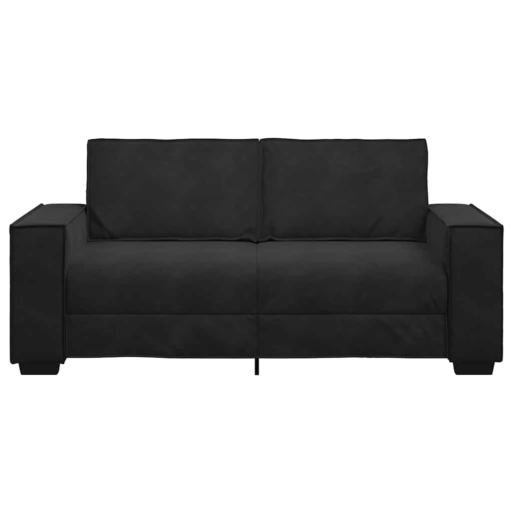 2-personers sofa 140 cm fløjl sort