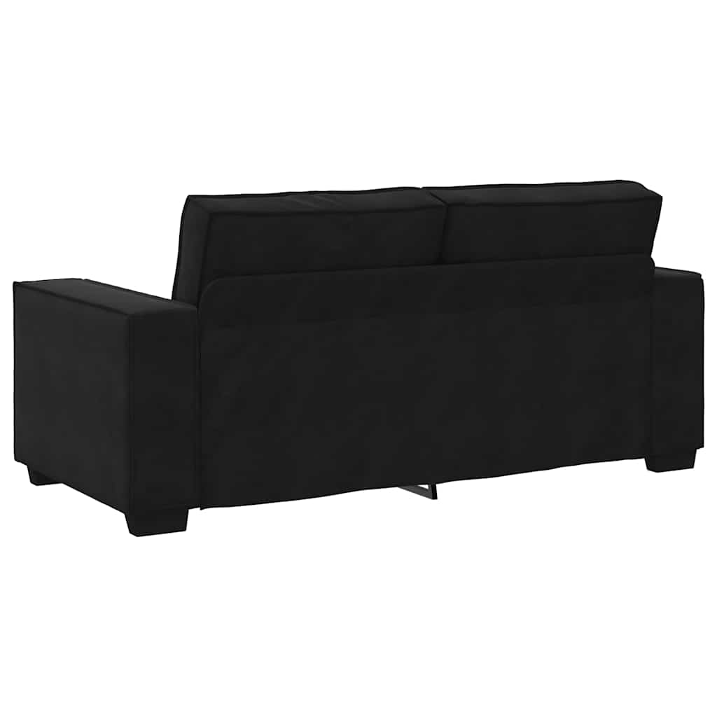 2-personers sofa 140 cm fløjl sort