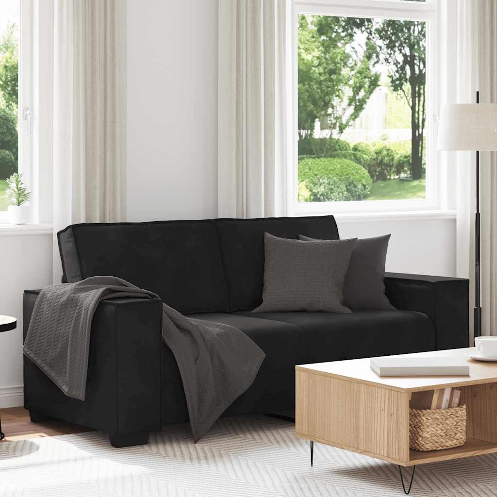 2-personers sofa 180x78x84 cm fløjl sort billede