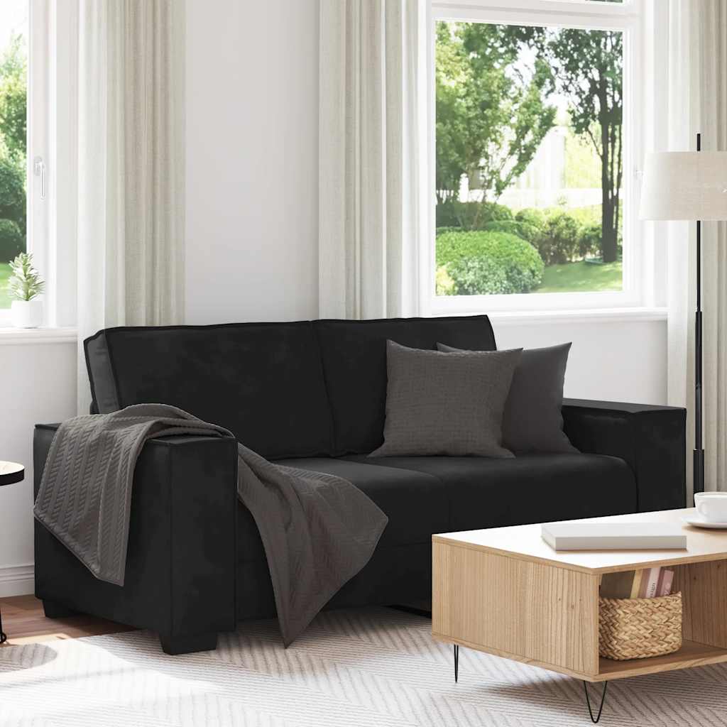 2-personers sofa 140 cm fløjl sort