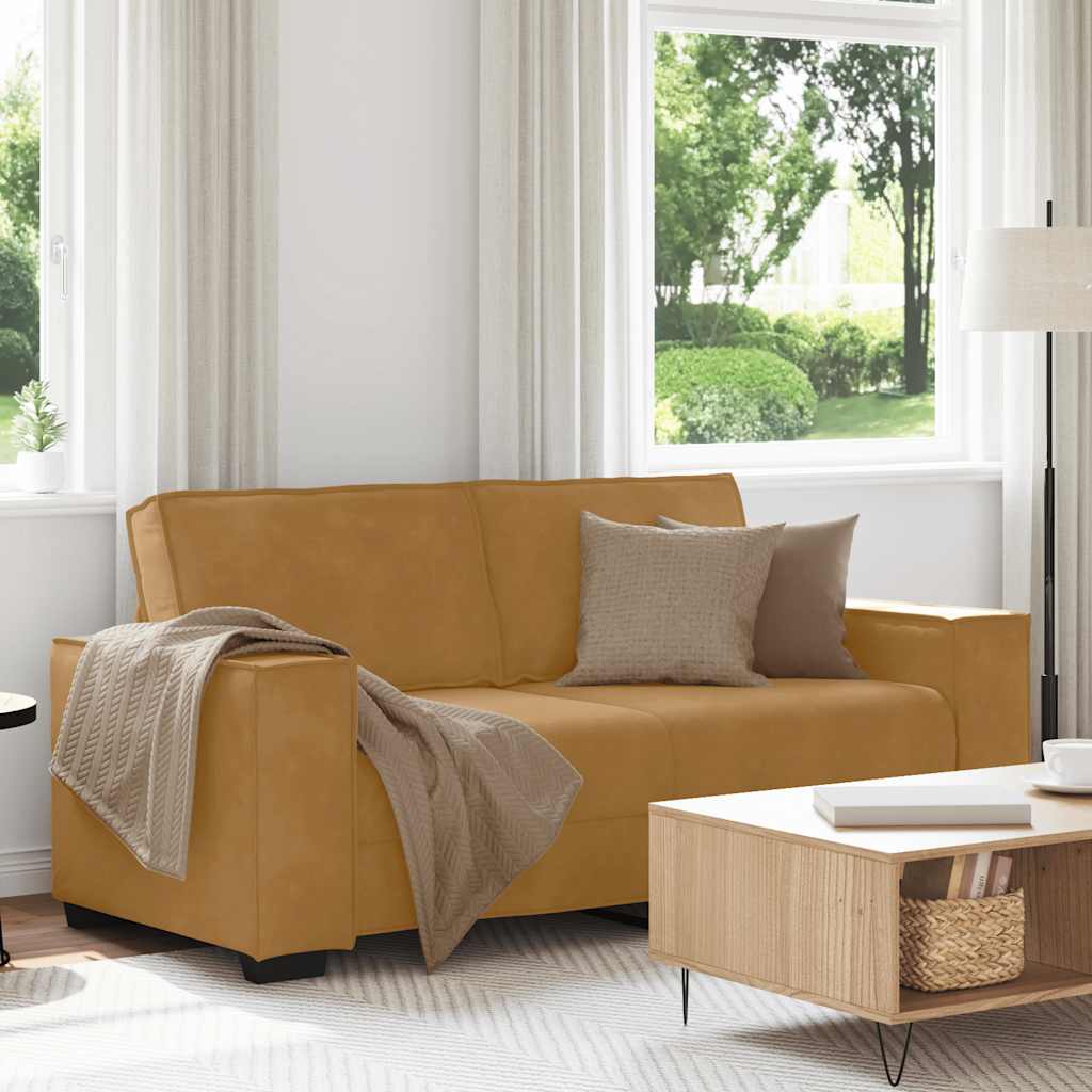 2-personers sofa 180x78x84 cm fløjl brun billede