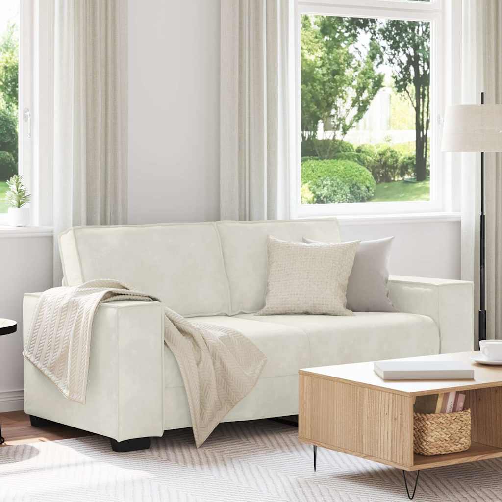 2-personers sofa 180x78x84 cm velour cremefarvet