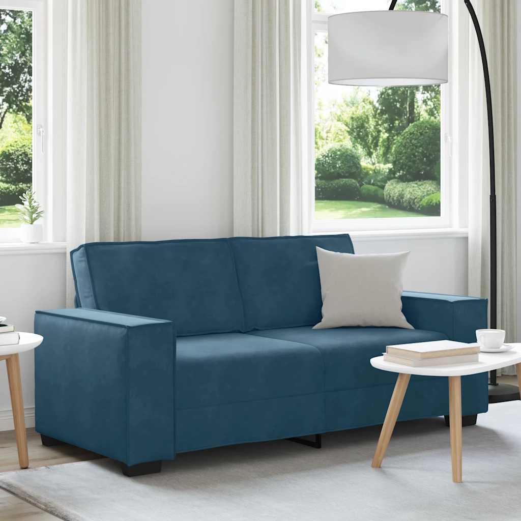 2-personers sofa 180x78x84 cm fløjl blå billede