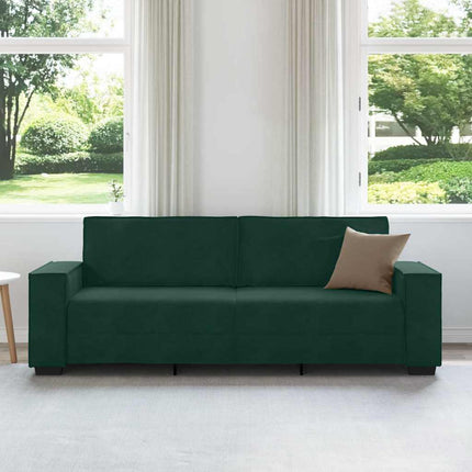 3-personers sofa 220x78x84 cm fløjl mørkegrøn
