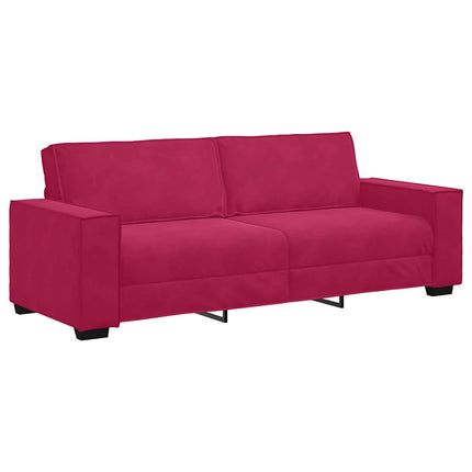 3-personers sofa 220x78x84 cm fløjl vinrød