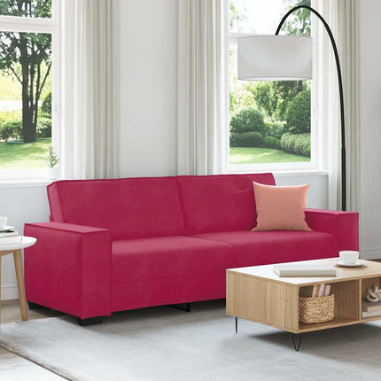 3-personers sofa 220x78x84 cm fløjl vinrød