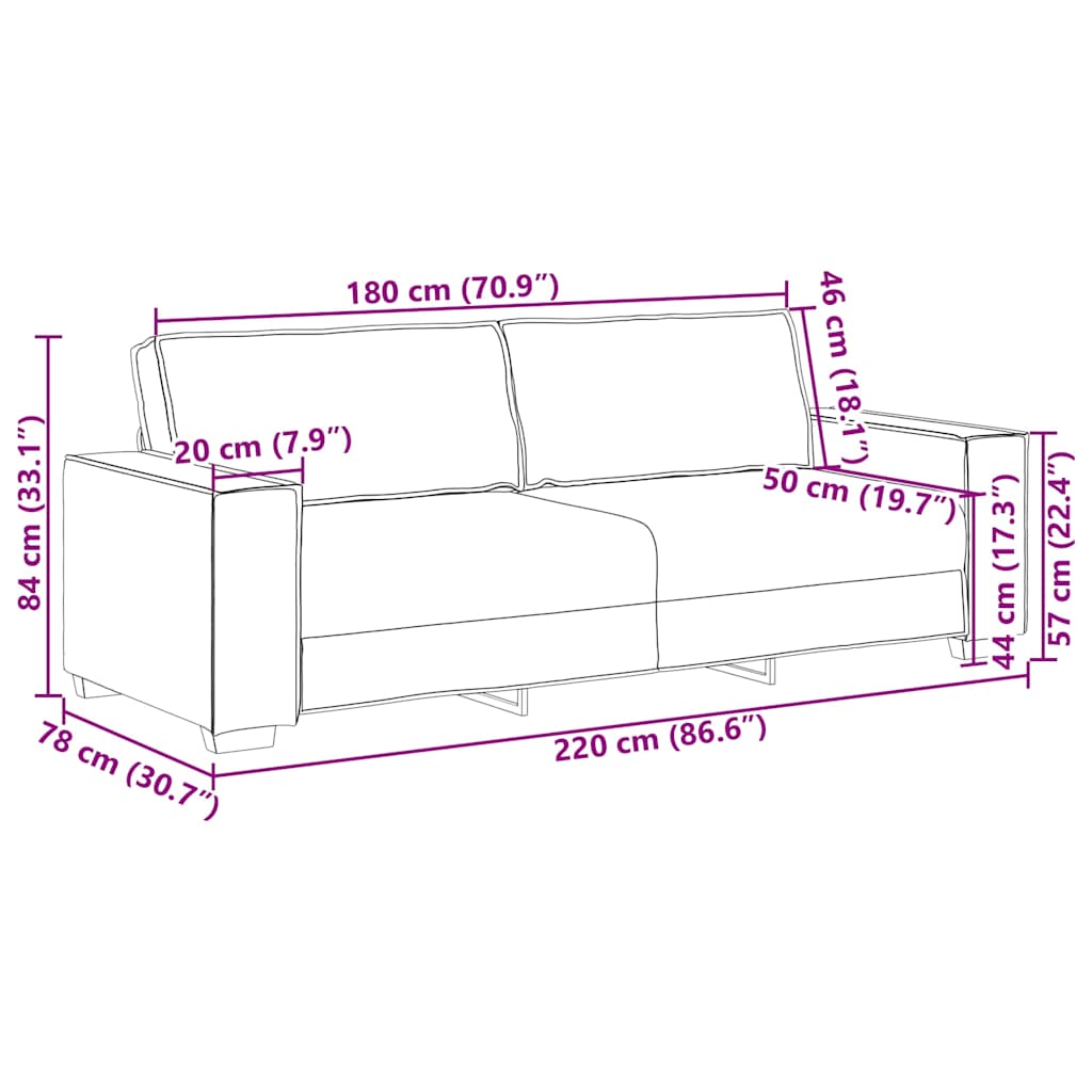 3-personers sofa 180 cm velour gul