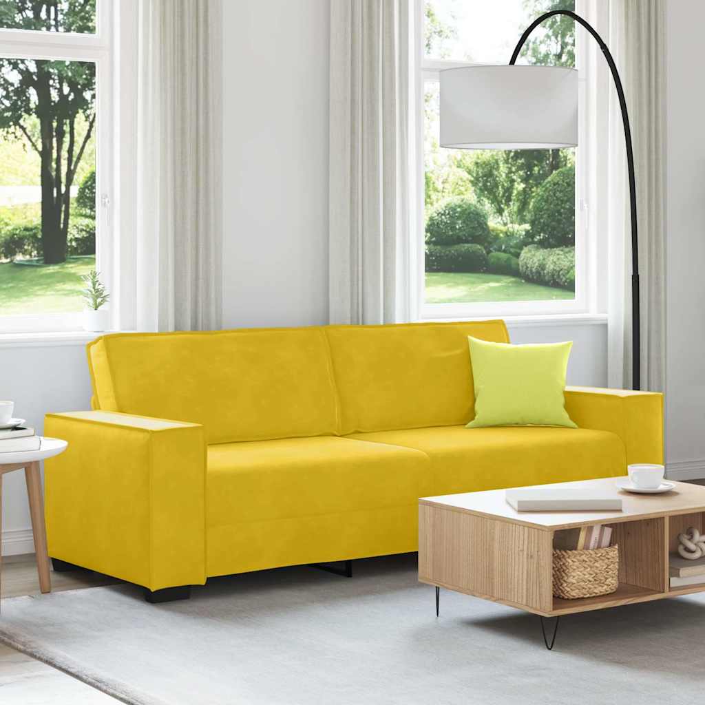 3-personers sofa 220x78x84 cm velour gul billede