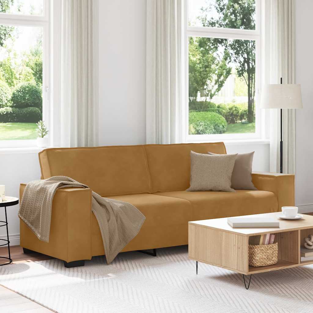 vidaXL 3-personers sofa 220x78x84 cm fløjl brun
