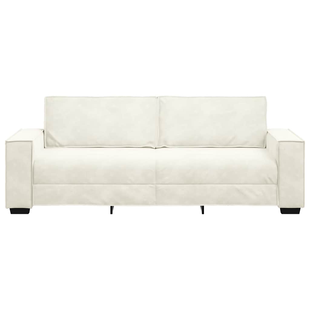 3-personers sofa 180 cm fløjl cremefarvet