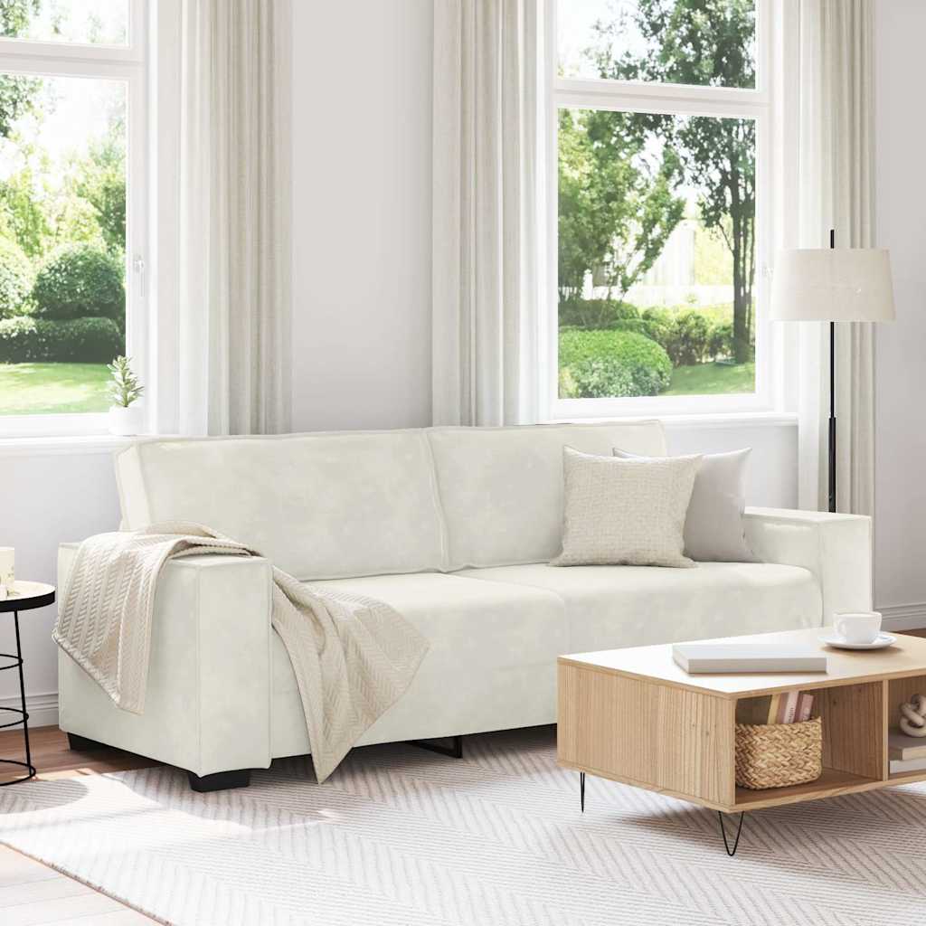 vidaXL 3-personers sofa 220x78x84 cm fløjl cremefarvet