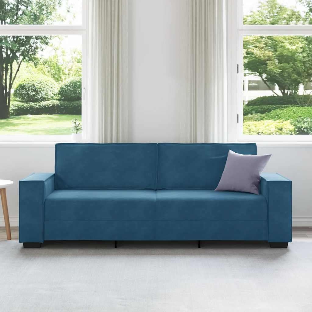 3-personers sofa 180 cm velour blå