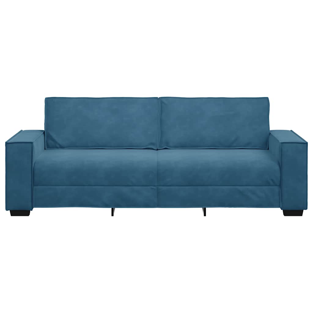 3-personers sofa 180 cm velour blå
