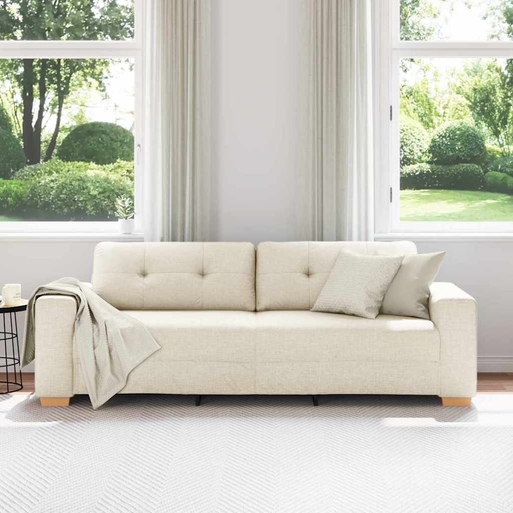 Sofa Beige 221 x 78 x 80 cm Linned-blandet stof