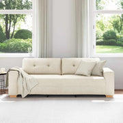 Sofa Beige 221 x 78 x 80 cm Linned-blandet stof