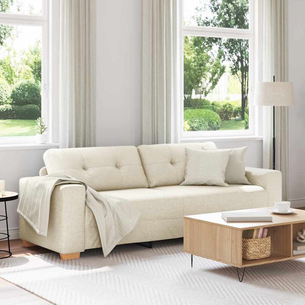 Sofa Beige 221 x 78 x 80 cm Linned-blandet stof