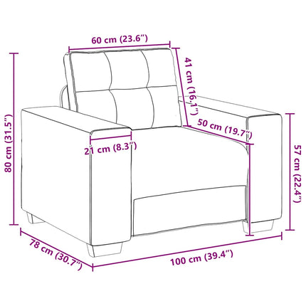 sofastol 100x78x80 cm fløjl lysegrå