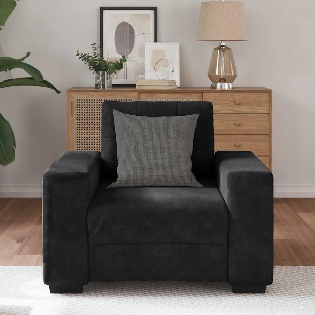 sofastol 60 cm fløjl sort