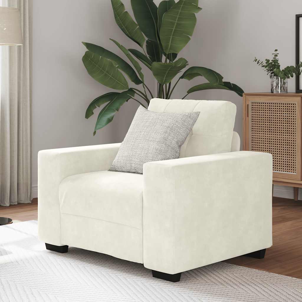 sofastol 60 cm fløjl cremefarvet