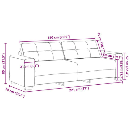 3-personers sofa mørkegrå 220x78x80 cm fløjl