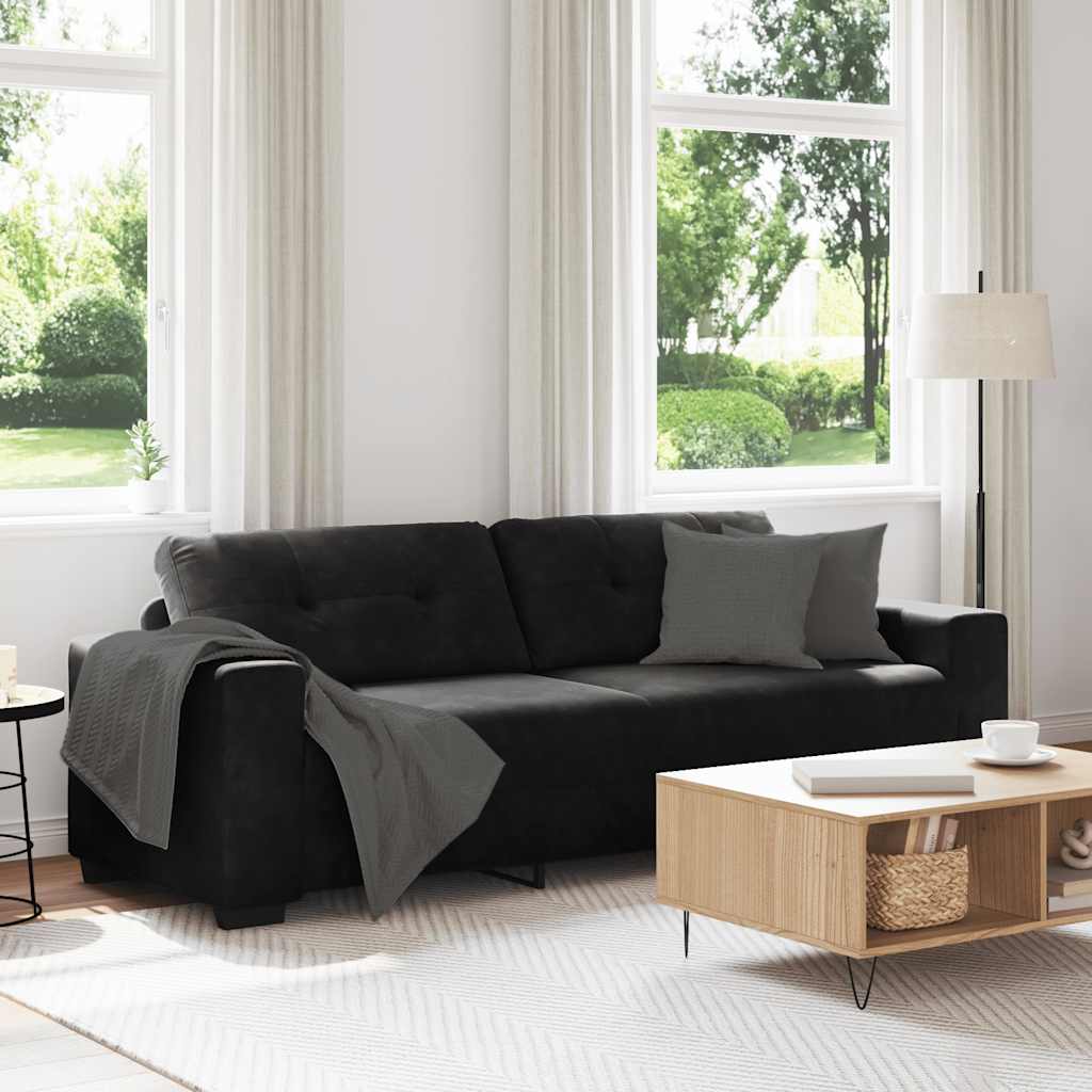 vidaXL 3-personers sofa sort 220x78x80 cm fløjl