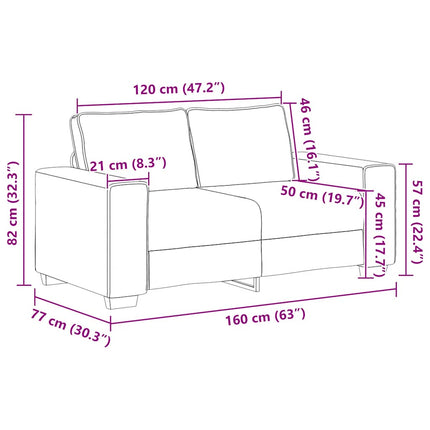 2-personers sofa 160x77x82 cm stof mørkegrå