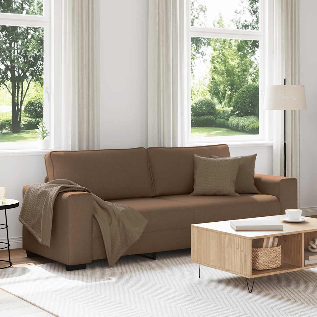 3-personers sofa 220x77x82 cm stof brun