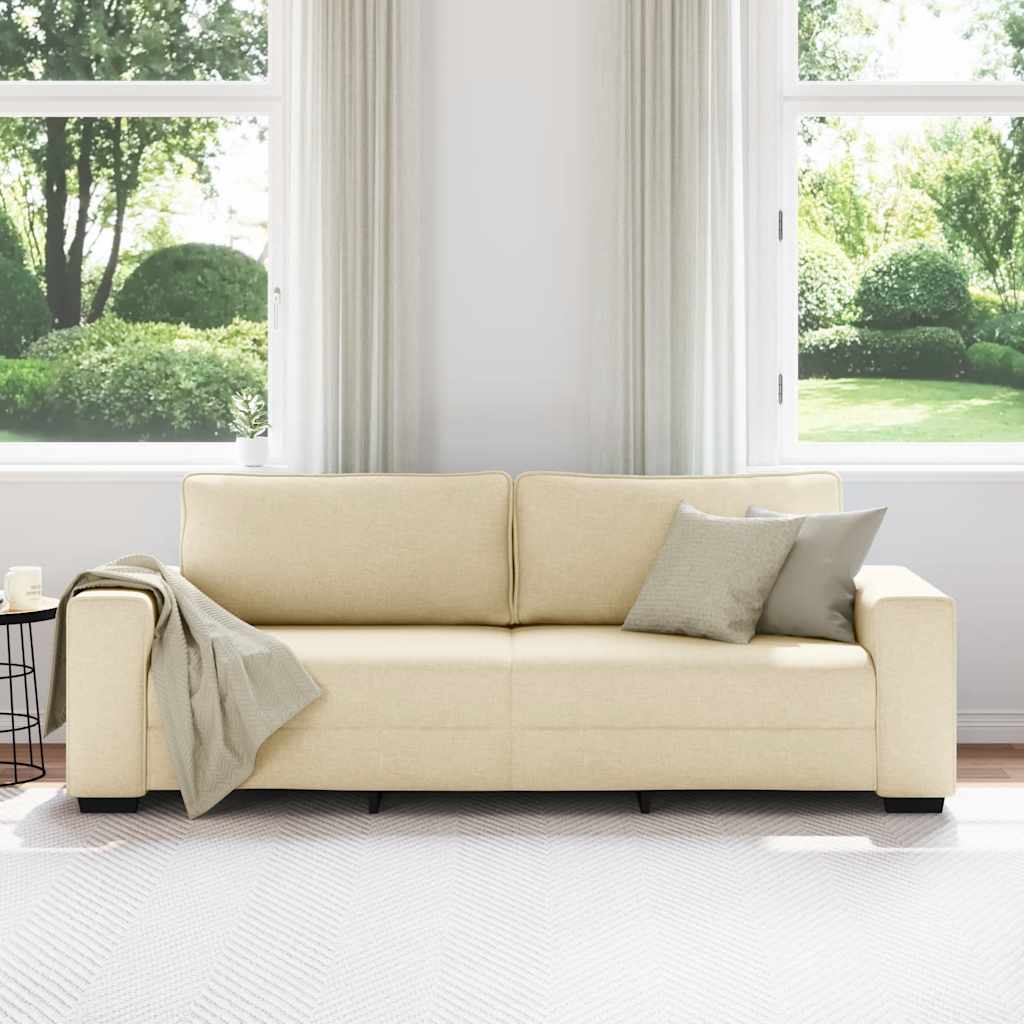 3-personers sofa 180 cm stof cremefarvet