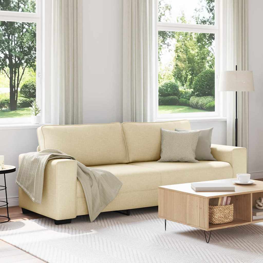 3-personers sofa 220x77x82 cm stof cremefarvet