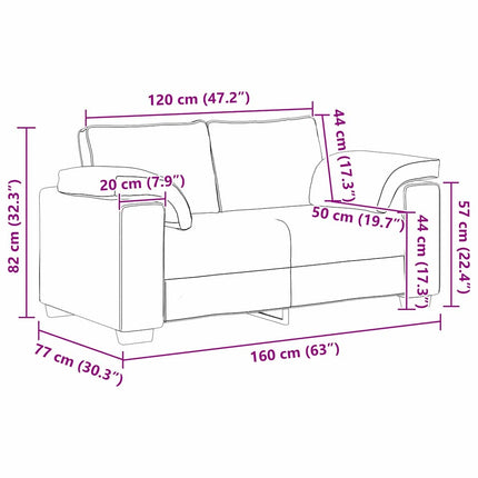 Tosæders sofa Creme 160 cm Stof