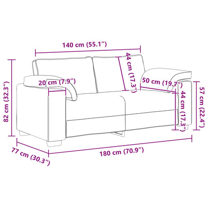 Tosæders sofa Vinrød 180 cm Stof