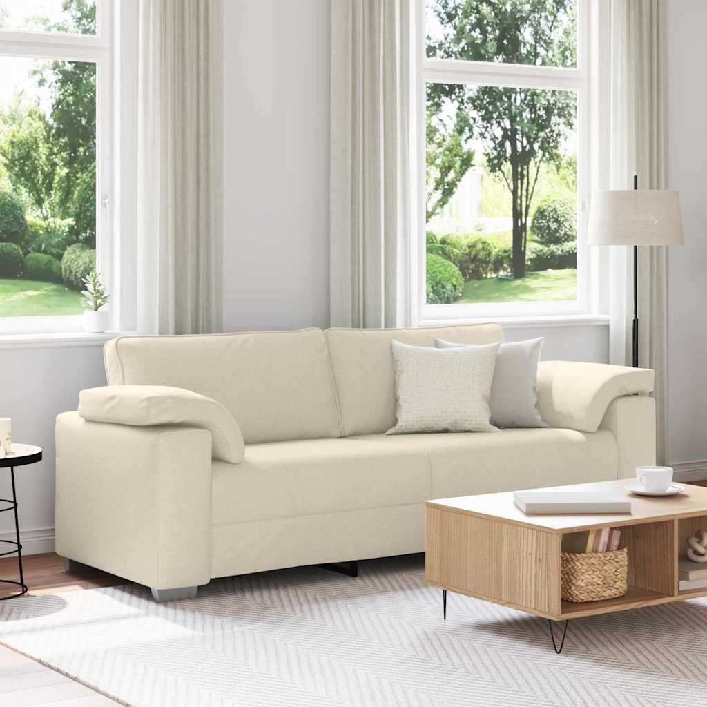 Sofa Beige 219 x 77 x 82 cm Linned-blandet stof
